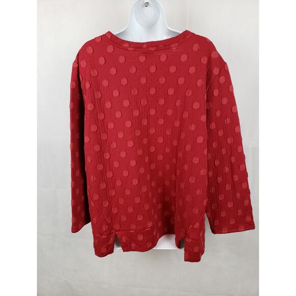 EUC Niche Nilgun Derman Red Polka Dot Lagenlook Long Sleeve Shirt Size XL - Picture 3 of 7